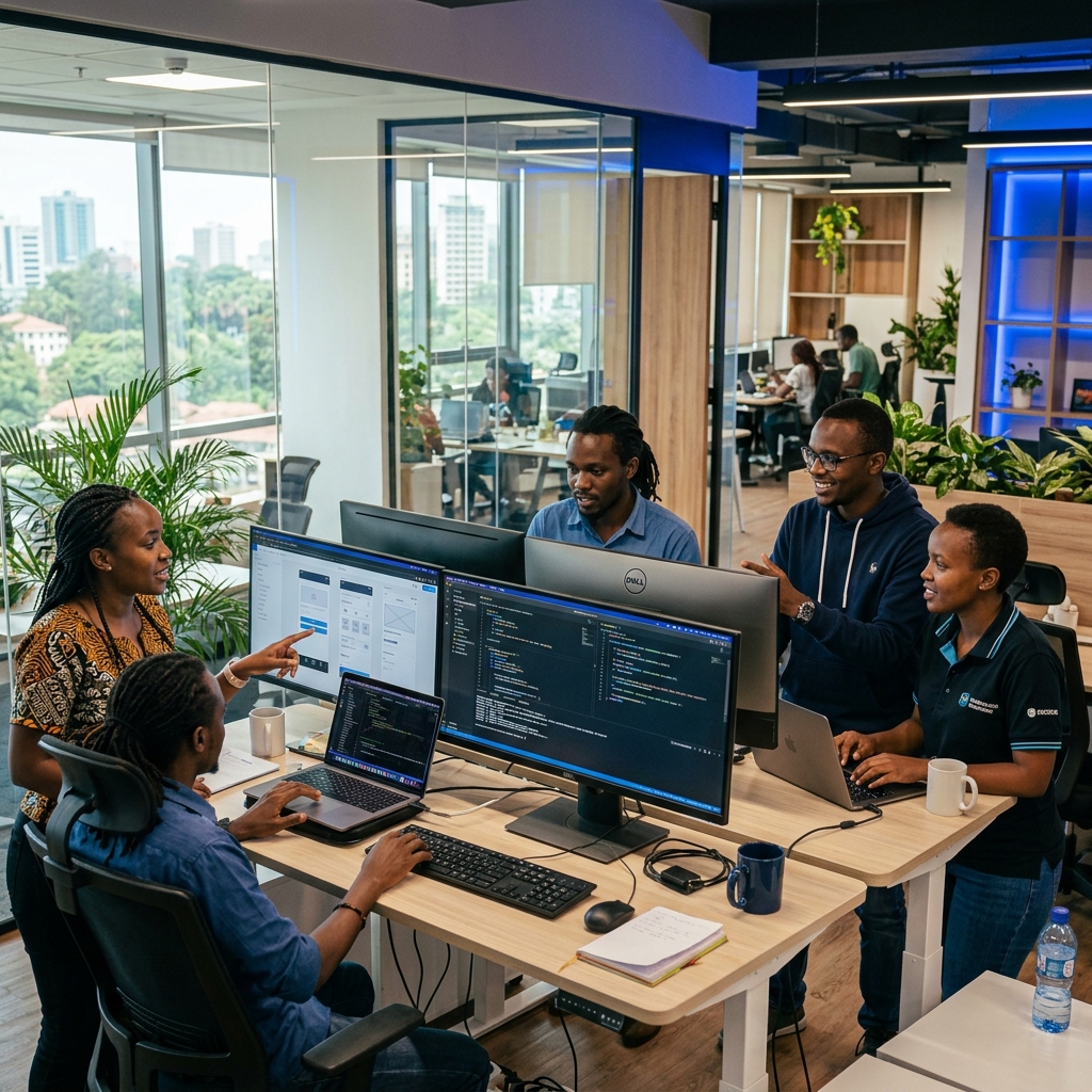 SlingSoft team collaborating in Nairobi office
